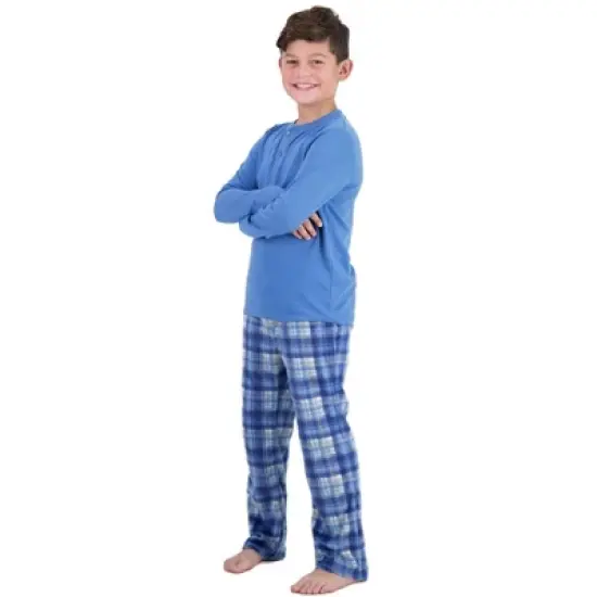 Sleep On It Boys 2-Piece Plaid Pajama Set  Blue image {3}