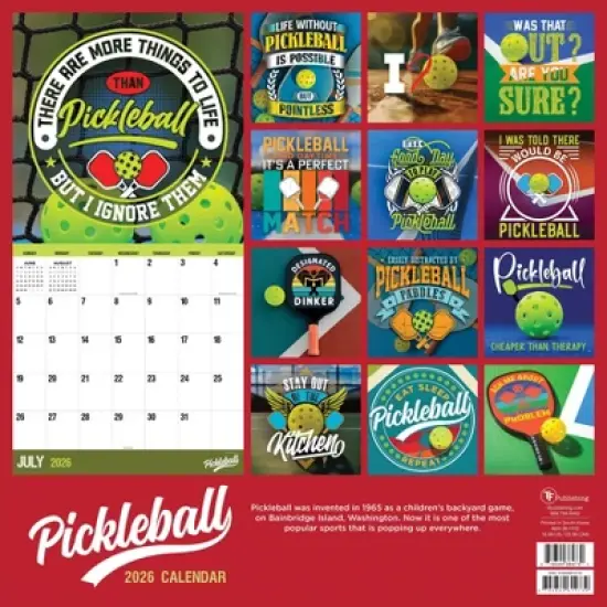 TF Publishing 13.5"x14.5" 2026 Pickleball is Life Wall Calendar image {4}