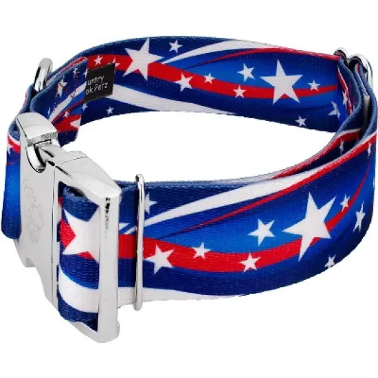 Country Brook Petz 1 1/2 Inch Premium Star Spangled Dog Collar image {1}