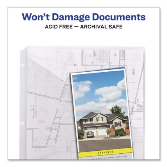 Avery Binder Pockets, 3-Hole Punched, 9.25 x 11, Clear, 5/Pack image {2}