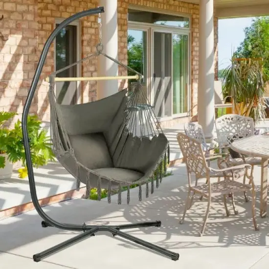 Hammock Steel C Stand -Stand for Hanging Hammock Chairs - 300 Pound Capacity, Black image {7}