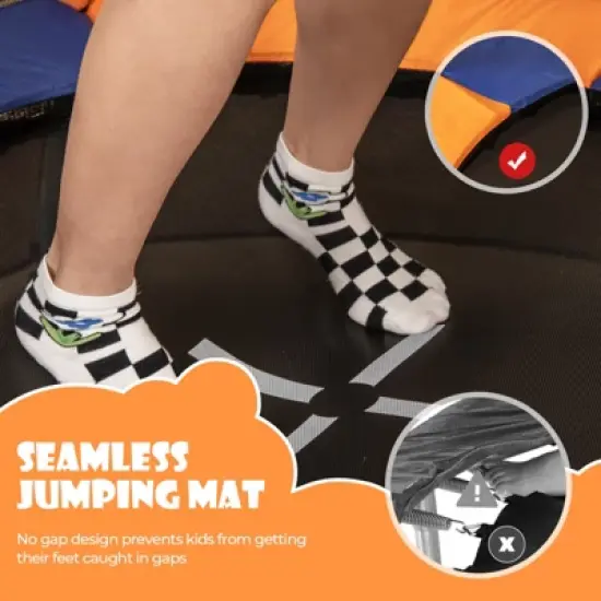 Infans Kids Mini Trampoline w/59" Higher Enclosure Net Seamless Jumping Mat Zipper Door image {6}