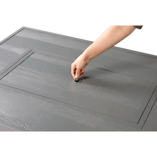 Oakland Living Aluminum Rectangle 48" x 36" 55000 BTUs Propane Wood Texture Panel Design Outdoor Patio Dining Table Gray image {4}