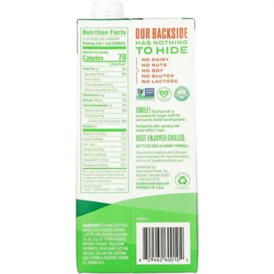 Good Karma Unsweetened Protein Flax Milk - Case of 6/32 oz image {2}