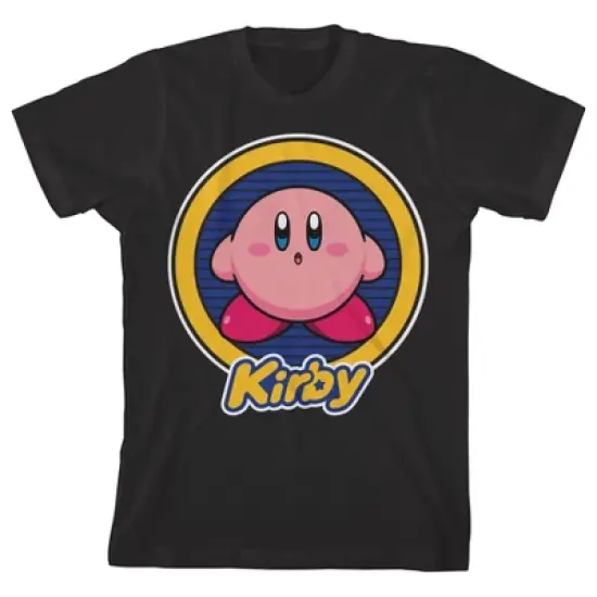 Kirby Character Circle & Logo Boy's Black T-shirt image {7}