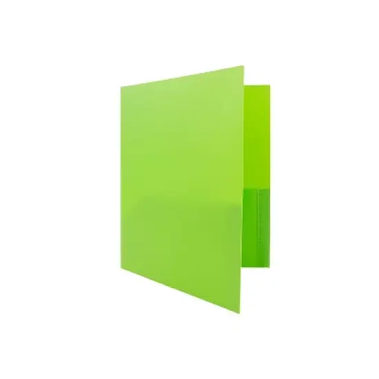 JAM Paper Plastic POP 2-Pocket Portfolio Folder Lime Green 96/Box (382ELIGRB) image {3}