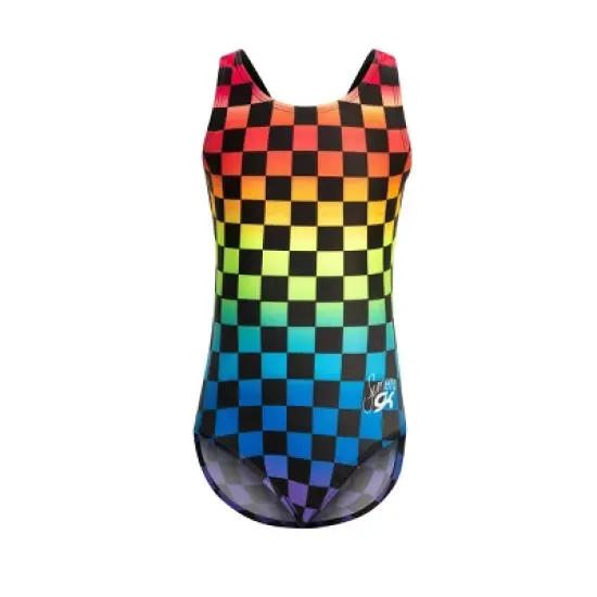 GK Elite Girls' Simone Biles Rainbow Checker Leotard image {6}