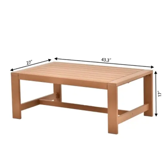 Wood Frame 4Piece Outdoor Sofa Set 3Seater Lounge + Accent Chairs & Ribbed Table image {6}