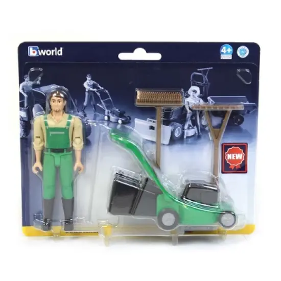 Bruder bworld Gardener with Lawn Mower and Accessories image {1}