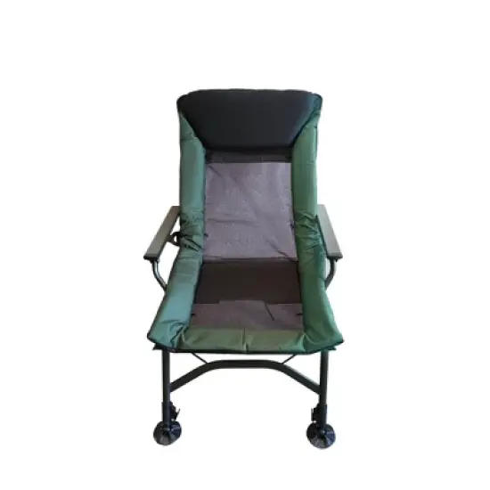 Camping Lounge Chair, Portable Folding Reclining Camping Chair with Adjustable backrest for Indoor and Outdoor Camping Hiking Fishing,Green+black image {4}