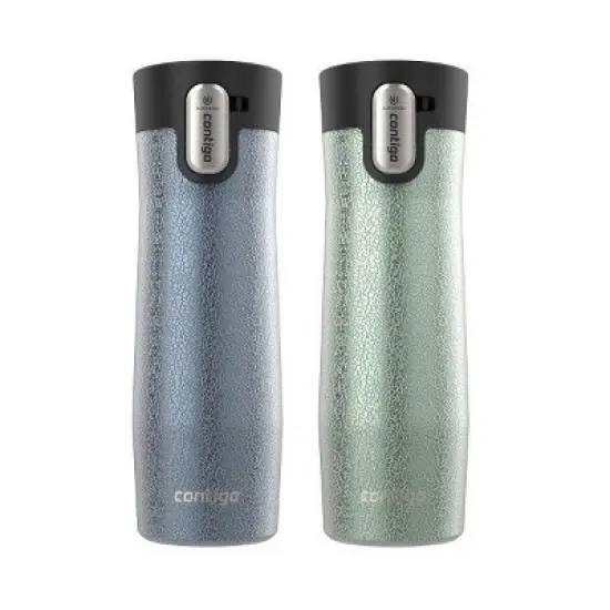 Contigo AUTOSEAL West Loop Vacuum-Insulated Stainless Steel Travel Mug with Easy-Clean Lid, 20 oz, Crystal Lakeside & Crystal Agave, 2-Pack image {4}