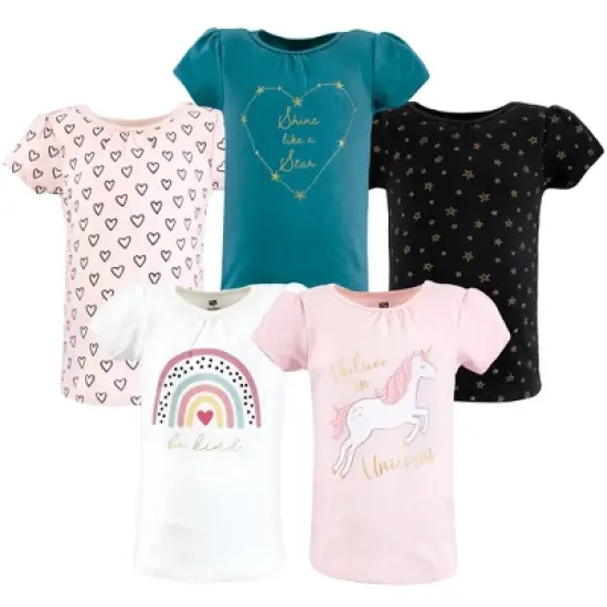 Hudson Baby Girl Short Sleeve T-Shirts, Unicorn Rainbow image {8}