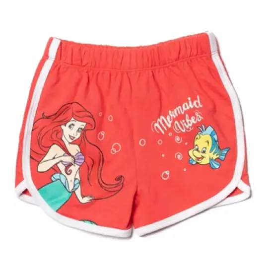 Disney Princess Belle Jasmine Moana Rapunzel Tiana Ariel Girls French Terry 3 Pack Shorts Toddler to Big Kid image {3}