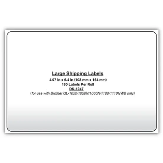 Brother DK1247 Label Tape 4.07" x 6.4" Black on White 180/Roll image {3}
