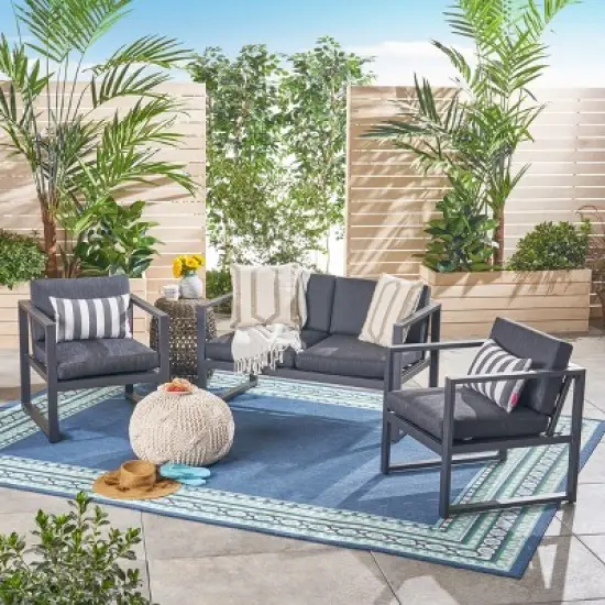 Christopher&nbsp;Knight&nbsp;Home Perry 3 Piece Outdoor Aluminum Chat Set with Water-Resistant Cushions image {9}