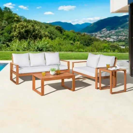 Grafton 4pc Eucalyptus Wood Outdoor Set - Alaterre Furniture image {1}