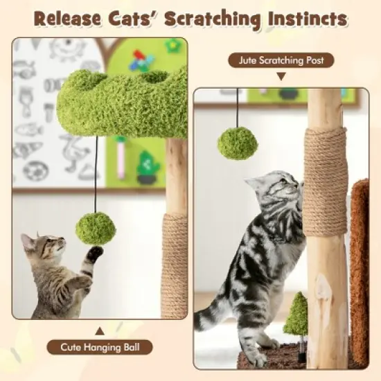 Tangkula Multifunctional Cat Tree w/ Sisal Covered Scratching Posts Top Perch Modern image {5}