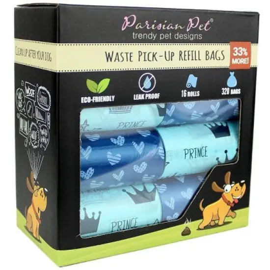 Parisian Pet 'Prince Hearts' Waste Bags for Dogs & Cats - Blue, Leak-Proof, Durable Pet Waste Bags image {1}