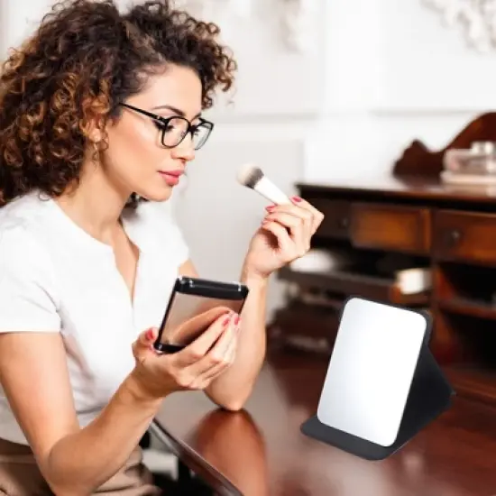 Unique Bargains Women Makeup Mirror for Travel Orange 1 Pc image {2}