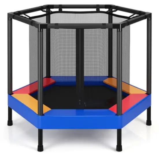 Infans 48" Hexagonal Kids Trampoline Recreational Bounce Jumper W/Foam Padded Handrails image {7}