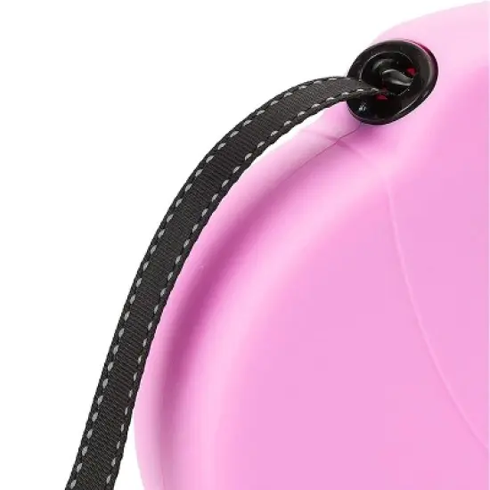 DDOXX 16.4 ft Retractable Medium Dog Leash with Strong Reflective Nylon Strips and Break & Lock System - Pink image {1}