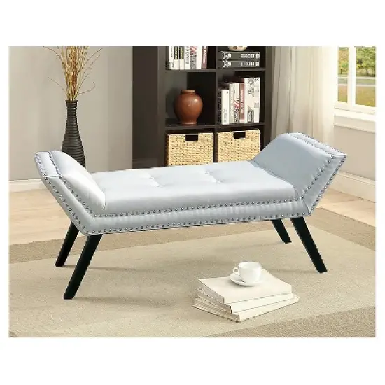 Tamblin Modern And Contemporary Faux Leather Upholstered Large Ottoman Seating Bench - White - Baxton Studio image {4}