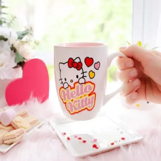 Silver Buffalo Sanrio Hello Kitty Hearts Ceramic Mug | Holds 18 Ounces image {4}