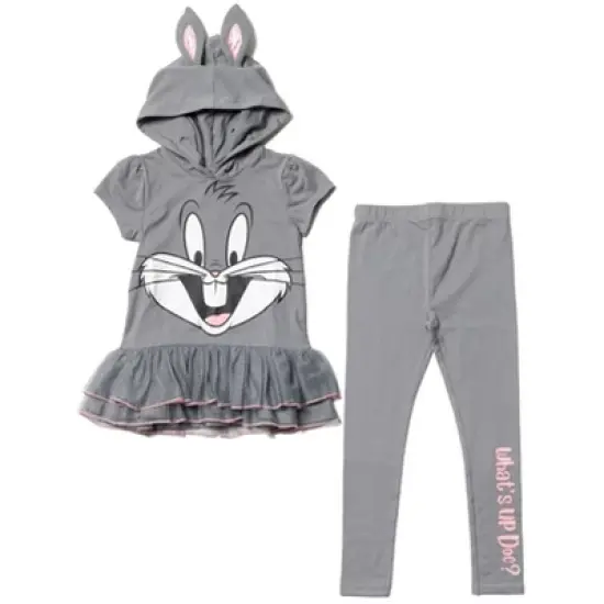 LOONEY TUNES Buggs Bunny Girls Cosplay T-Shirt Dress and Leggings Outfit Set Little Kid to Big Kid image {8}