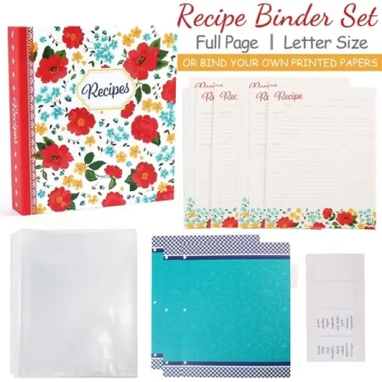 LotFancy Recipe Binder 8.5"x11", 40 Recipe Cards Blank Kitchen Cookbook Binder Organizer Kit image {2}