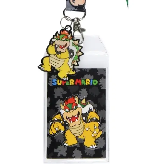 Nintendo Super Mario Bowser Lanyard ID Badge Holder Lanyard w/ Metal Charm image {1}