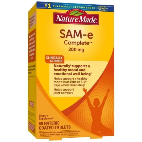Nature Made SAM-e 200 mg Complete, Dietary Supplement for Mood Support, 60 Tablets, 30 Day Supply image {7}