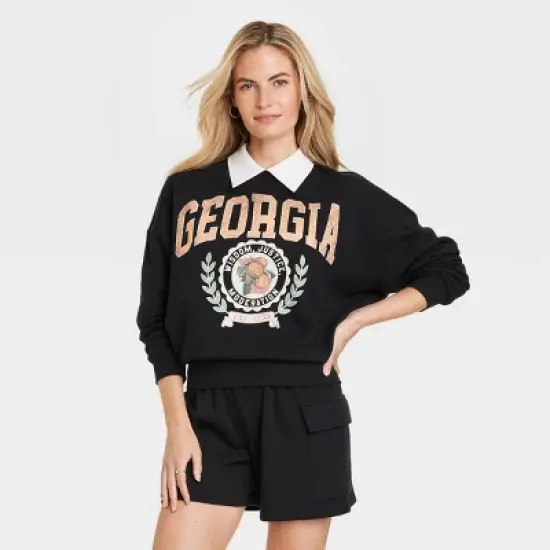Women's Georgia Collar Graphic Sweatshirt - Black image {3}