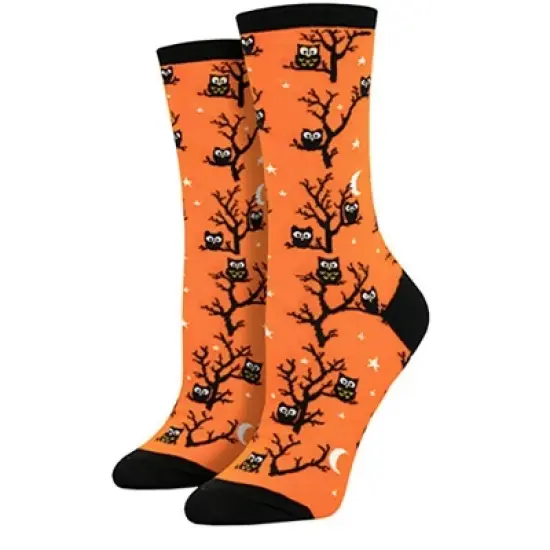 Owls in a Tree Socks (Women's Sizes, Adult Medium) from the Sock Panda - Great for Halloween image {3}