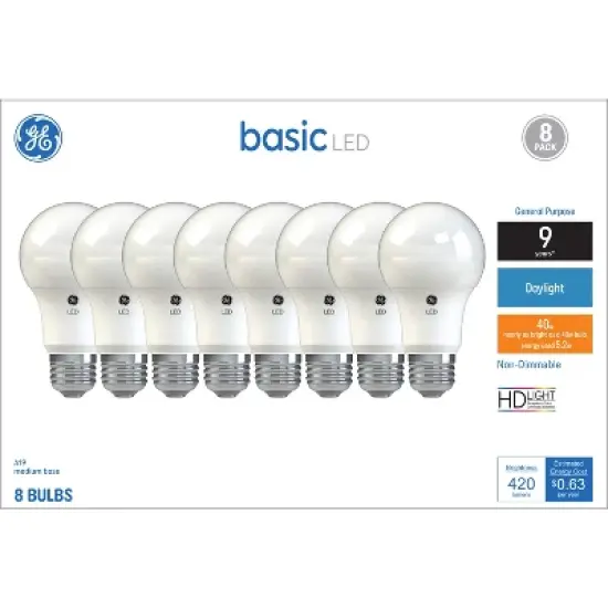 GE 8pk 40W Basic A19 LED Light Bulbs Daylight image {4}