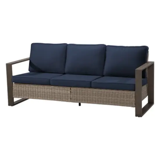 YARDSIGHT Outdoor 3-Seater Rattan Sofa with Olefin Cushions- Weather-Resistant Wicker Patio Couch with Wide Armrests & High Back Support image {10}