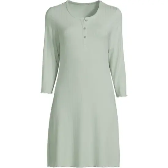 Lands' End Women's Pointelle Rib 3/4 Sleeve Knee Length Nightgown image {5}