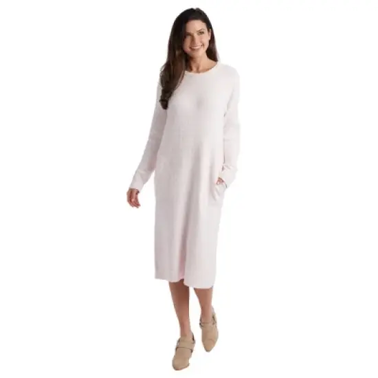 Softies Heathered Marshmallow 42" Crew Neck Lounge Dress with Pockets image {9}