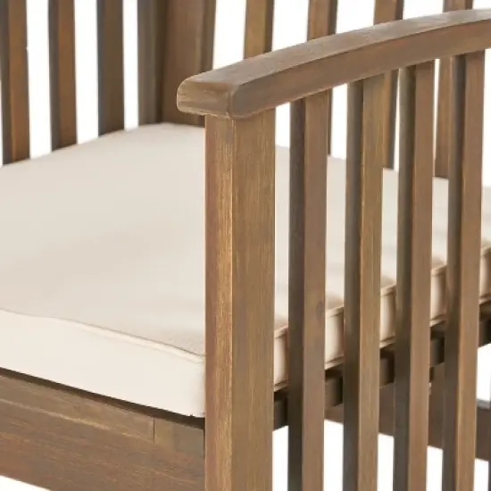 Christopher Knight Home Laussat Outdoor Acacia Wood 5 Piece Dining Set with Cushion image {7}