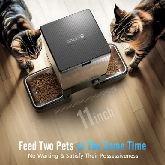 Oneisall PFD-002 PRO 5G WiFi Automatic Dog and Cat Feeder, 5L Automated Food Dispenser w/ App Control for 2 Cats image {2}