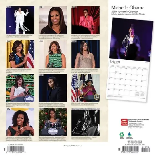 Browntrout 2024 Wall Calendar 12"x12" Michelle Obama image {1}