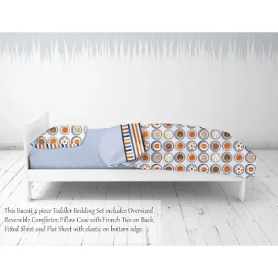 Bacati - Mod Sports Blue Orange Chocolate 4 pc Toddler Bedding Set image {5}