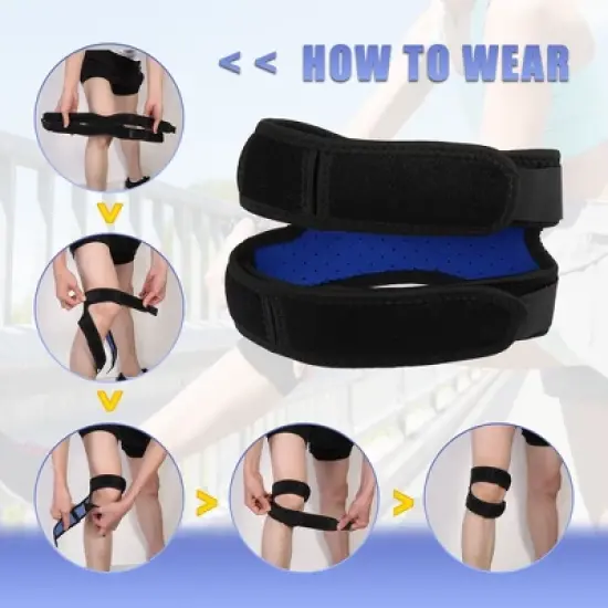 Unique Bargains Basketball Knee Protector Patella Support Stabilizers for Race Playing Polyester 1 Pair image {1}
