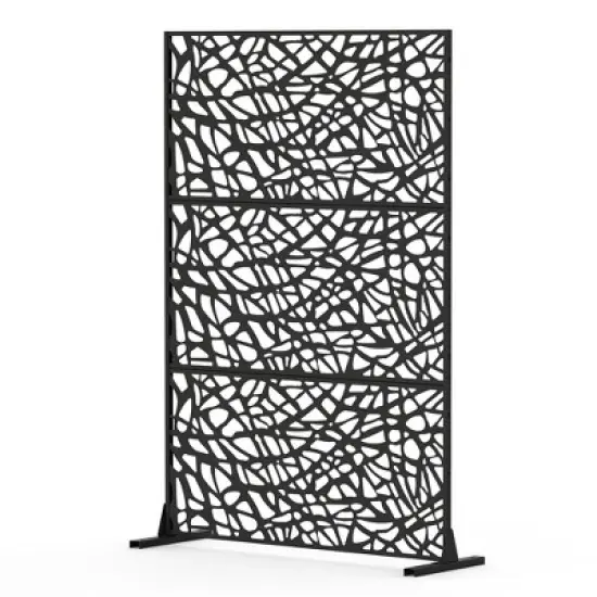 CAVINAS Patio Decorative Screen Freestanding Metal Fence Privacy Screen with Mesh Pattern for Outside and Garden image {5}