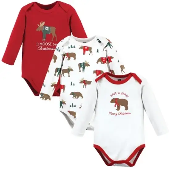 Hudson Baby Unisex Baby Cotton Long-Sleeve Bodysuits, Moose Be Christmas image {10}