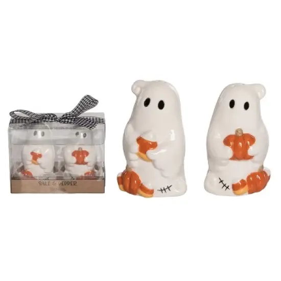 Transpac Dolomite Vintage Ghost Salt and Pepper Shaker Set Ceramic Halloween Decor for Spooky Dining Experience image {1}