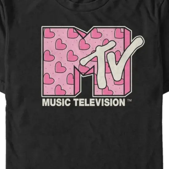 Men's MTV Valentine's Day Pink Heart Logo T-Shirt image {1}