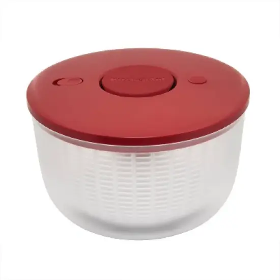 KitchenAid Salad Spinner: Large 7.43 Qt Red Plastic Lettuce Spinner, Hand Wash, 2-Piece Set image {9}