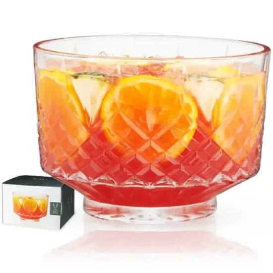 Viski Admiral Crystal Punch Bowl - Vintage Style Glass Punch Bowl for Parties - Serveware for Cocktails, Dishwasher Safe, 320oz Set of 1, Clear Finish image {7}
