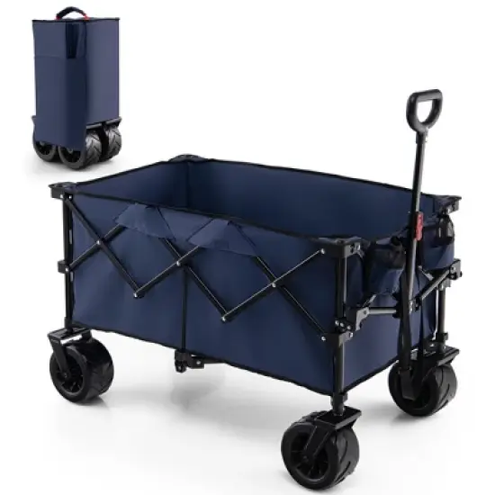 Costway Folding Collapsible Wagon Utility Garden Cart w/ Wide Wheels Adjustable Handle image {10}