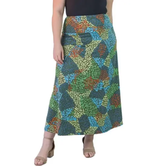 Plus Size Polka Dot Elastic Waistband Maxi Skirt image {4}